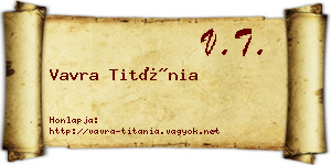 Vavra Titánia névjegykártya
